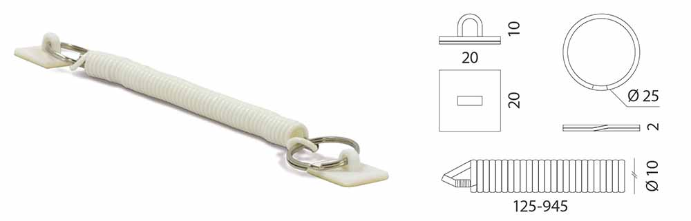 Cordón Espiral de Seguridad Adhesivo medidas