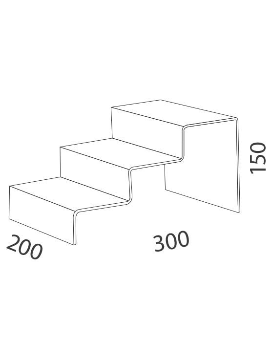 Expositor metacrilato escalera grande medidas