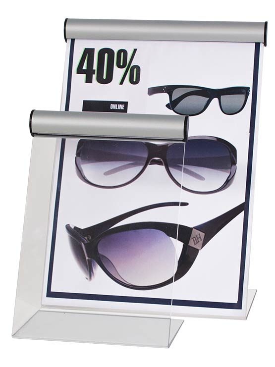 Porta gráficas tipo L con pinza superior