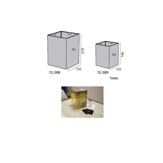 Porta Menú de Sobremesa Cuadrado. Esquema modelos A5 y A6