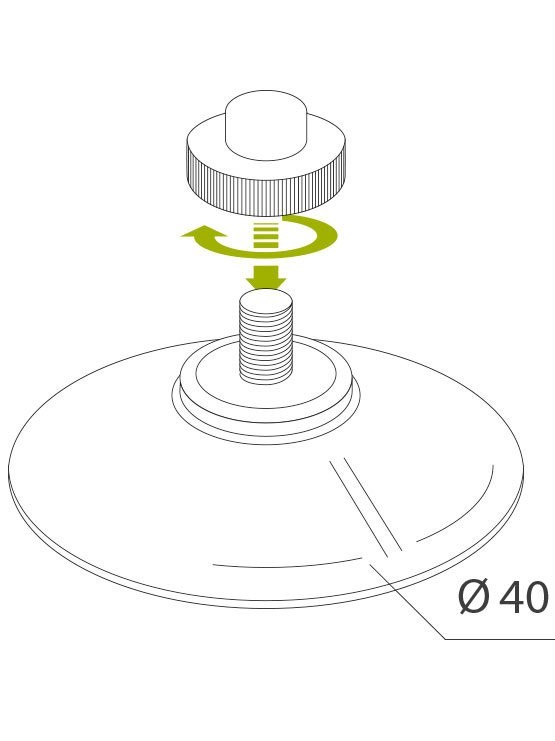 Ventosa con tornillo medidas