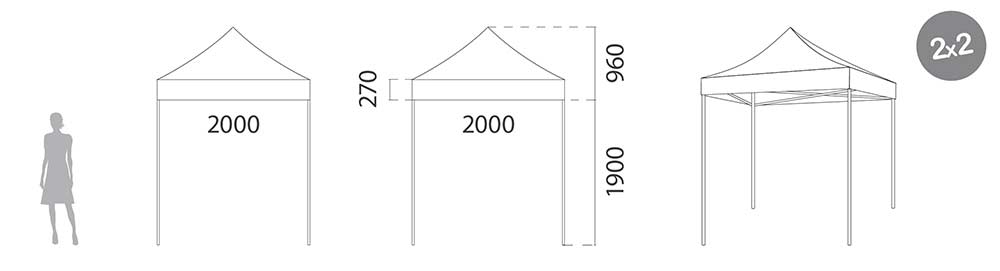 Carpa plegable de Acero 2x2 medidas