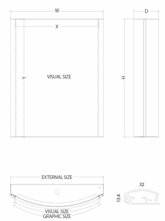 Columna gráfica luminosa curva medidas