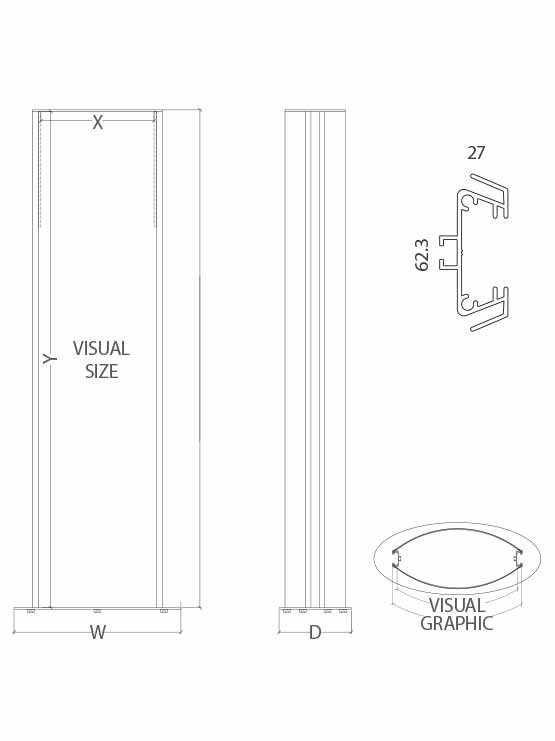 Columna Gráfica Publicitaria Luminosa medidas