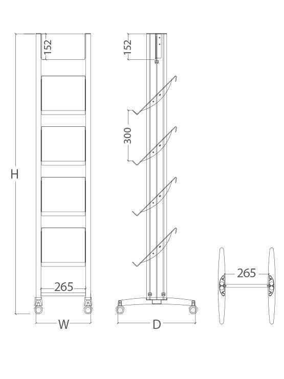 PortaFolletos con ruedas modelo Verona medidas 1