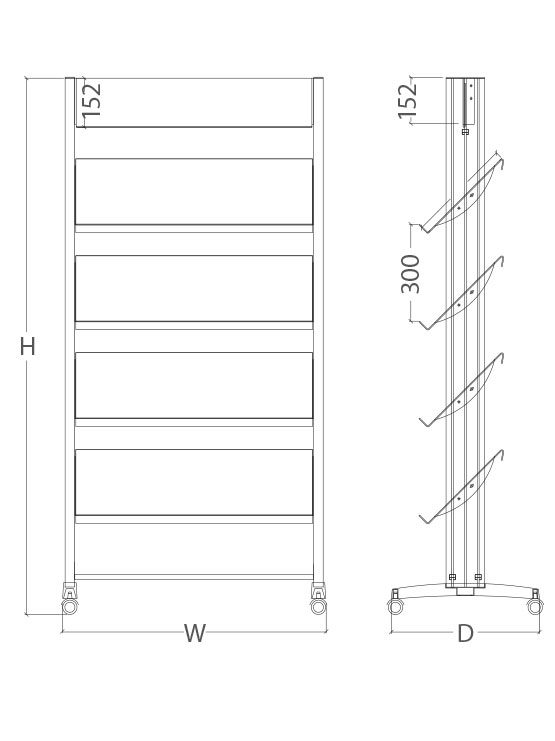 PortaFolletos con ruedas modelo Verona medidas 2