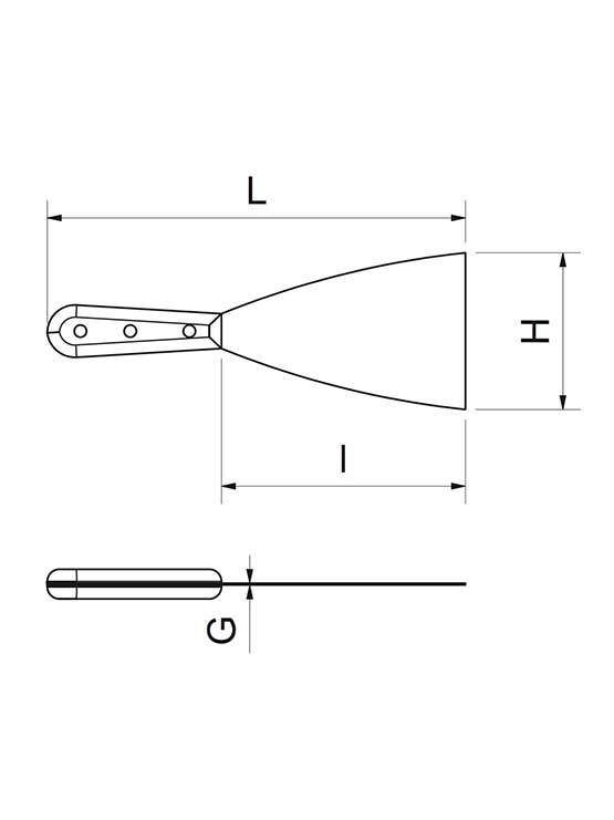 espatulas para plancha, esquema de medidas