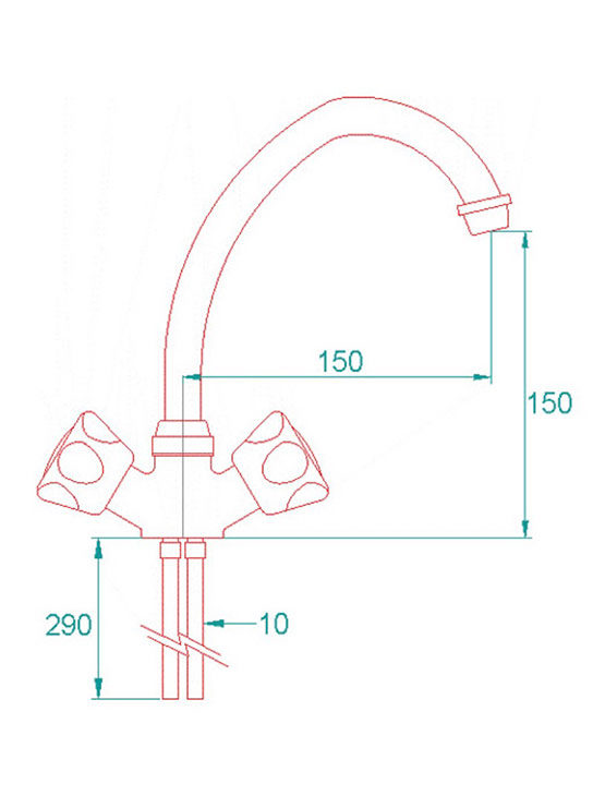 Grifo Monobloc Caño Alto medidas