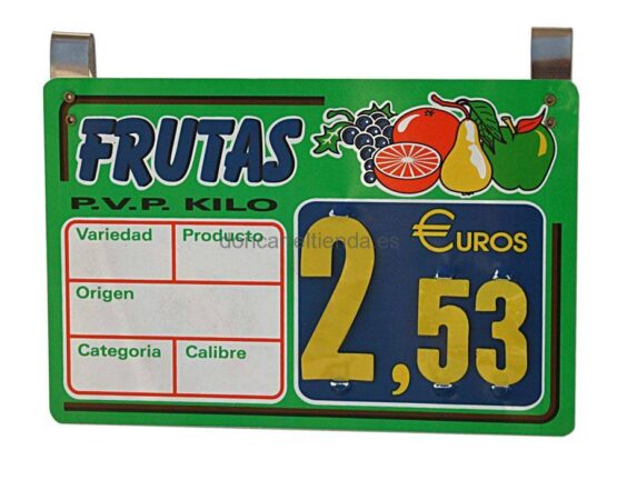 Portaprecio Fruteria con Ganchos