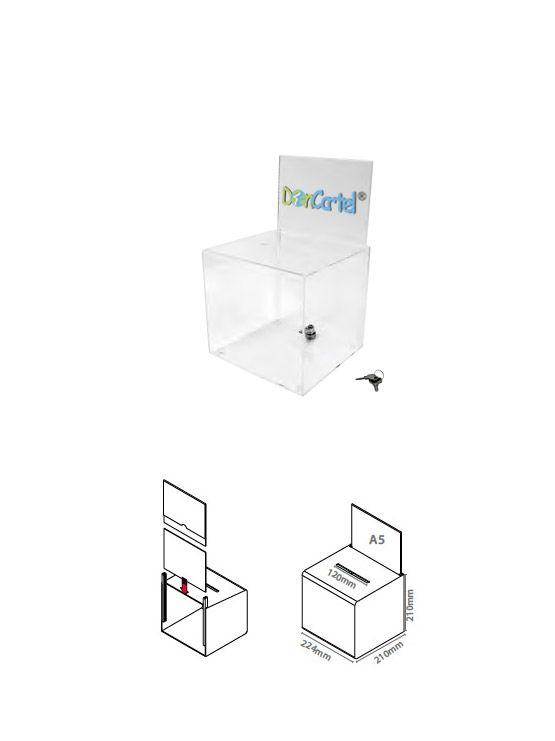 Urna de metacrilato con porta gráficas y cerradura