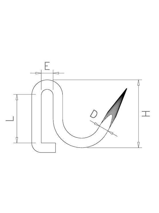 Gancho Inox Forjado con Pestaña