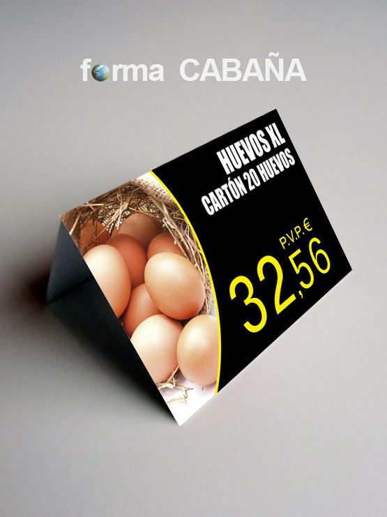 Portaprecios Huevos modelo Olmo forma CABAÑA