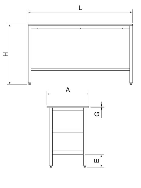 Mesa Inox Central con Encimera de Polietileno plano 2018