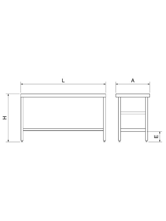 Mesa Inox Central con Entrepaño plano 2018