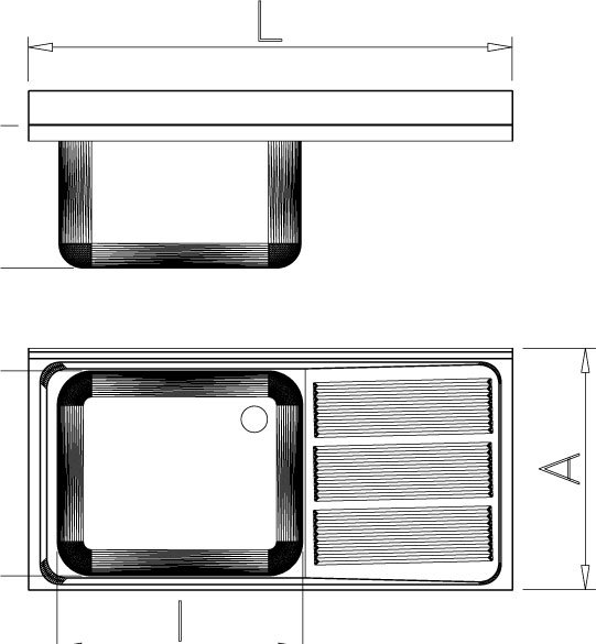 FREGADERO 1200X500 2 CUBETAS Y 1 ESCURRIDOR DCHA.