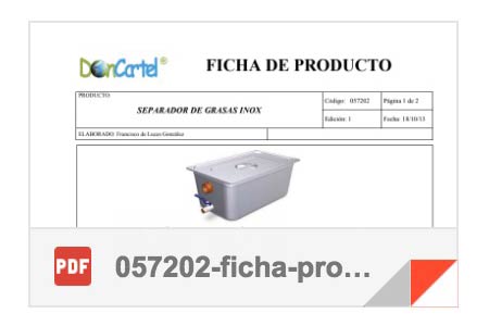 ficha de producto del separador de grasas