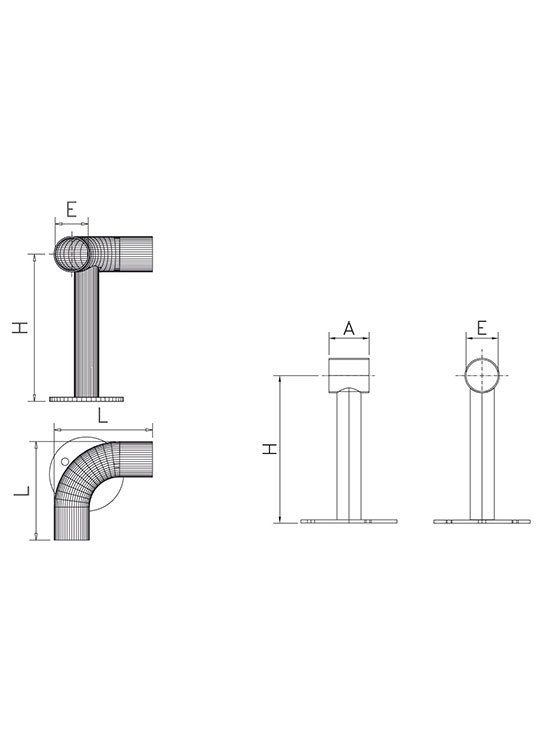 Soporte de Suelo Recto para Tubo medidas