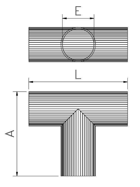 Tubo en forma de T medidas