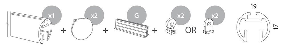 Porta carteles modelo alugrip kit