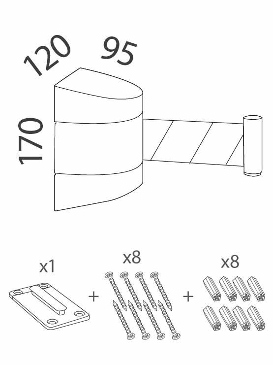 cinta retráctil para pared medidas y accesorios