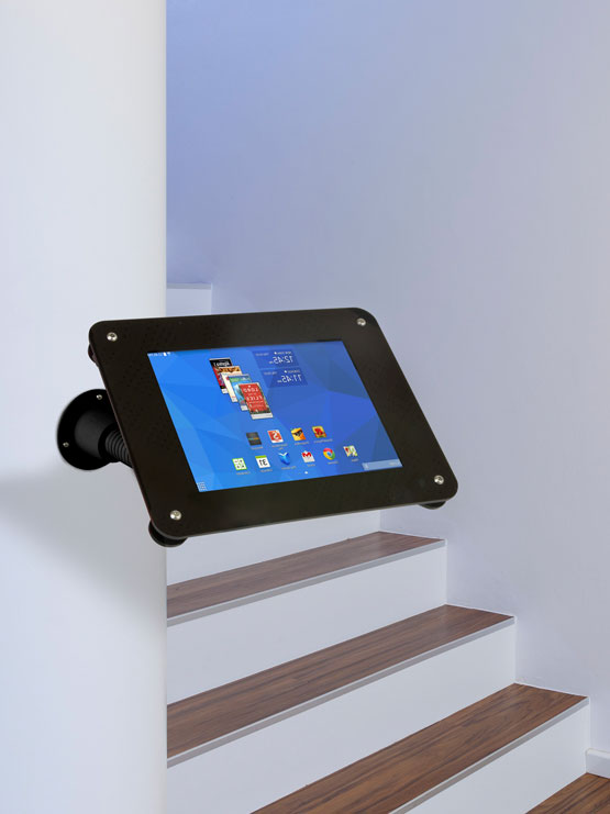 Soporte tablet acrílico para escritorio o pared con tubo flexible