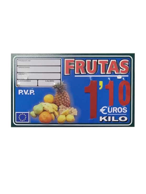 Portaprecio fruta (paleta, ganchos o pletinas)