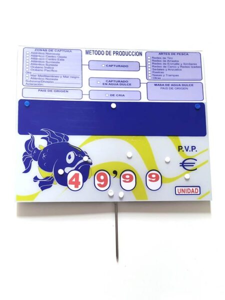 Portaprecios pescadería sujeción pincho