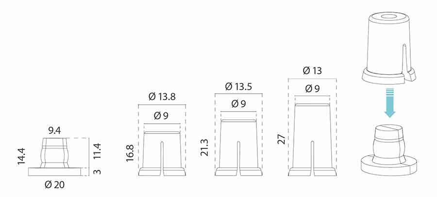 Soportes de plástico modelos