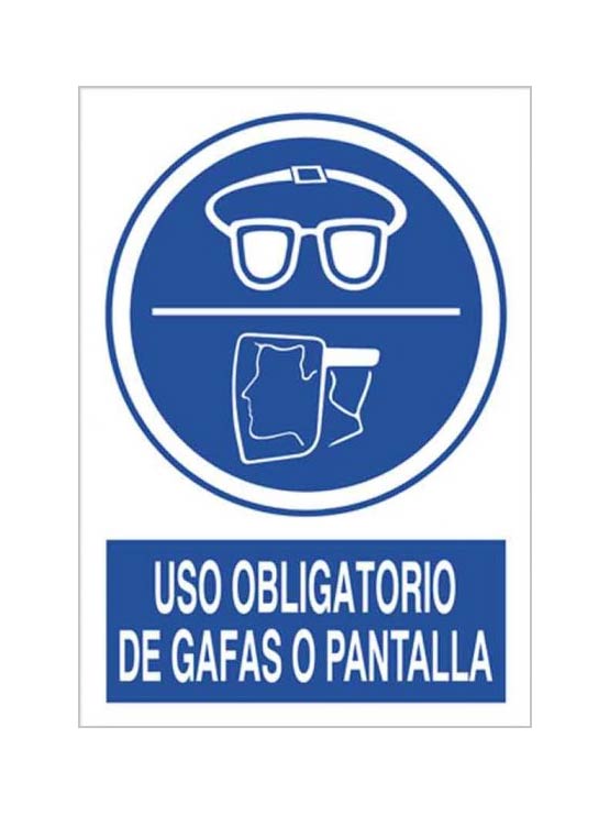 envidia exageración local Cartel uso obligatorio de gafas o pantalla, señal de seguridad