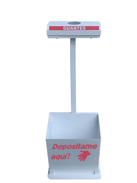 Dispensador blanco de guantes con papelera