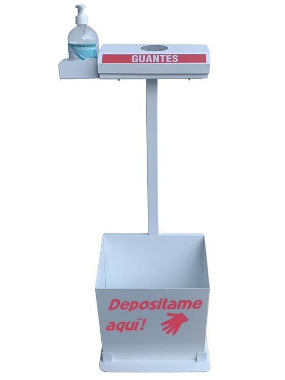Dispensador de gel y guantes con papelera en chapa de hierro 2020