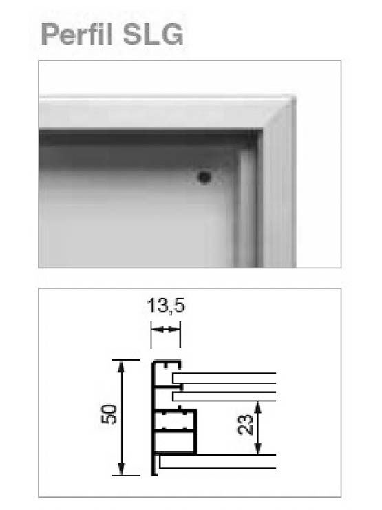 Vitrina puertas correderas corcho perfil SLG