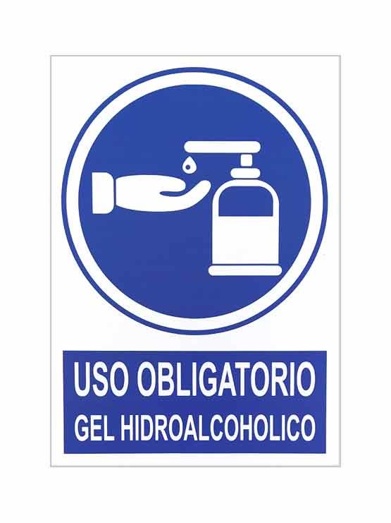 Uso obligatorio gel hidroalcohólico es una señal de seguridad