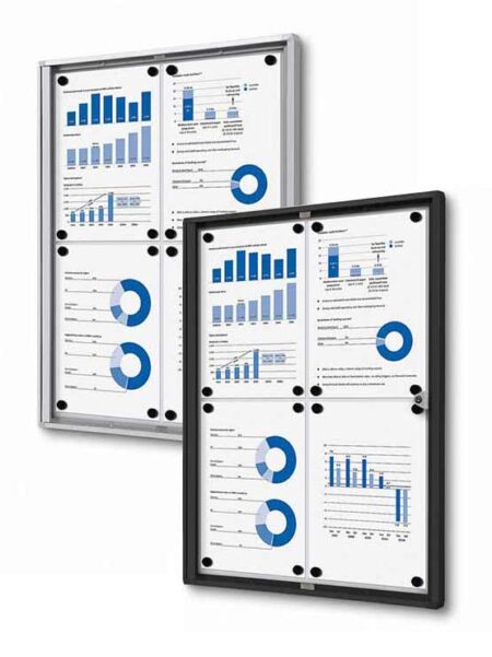 Vitrina económica para interior rotulable y magnética gris o negra