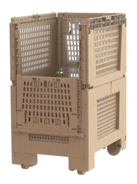 Contenedor plegable de plástico con ventana lateral