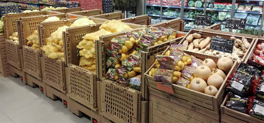 Contenedor plegable de plástico para fruterías