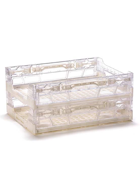 Caja de plástico plegable transparente apilable