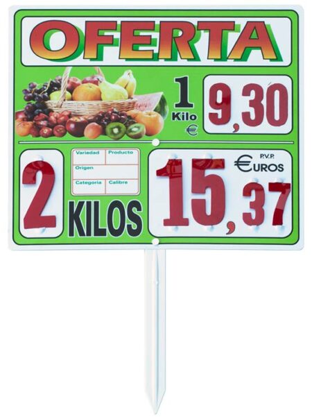 Carteles de precios grandes para frutería