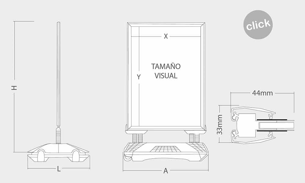 Diagrama medidas del marco publicitario ancho