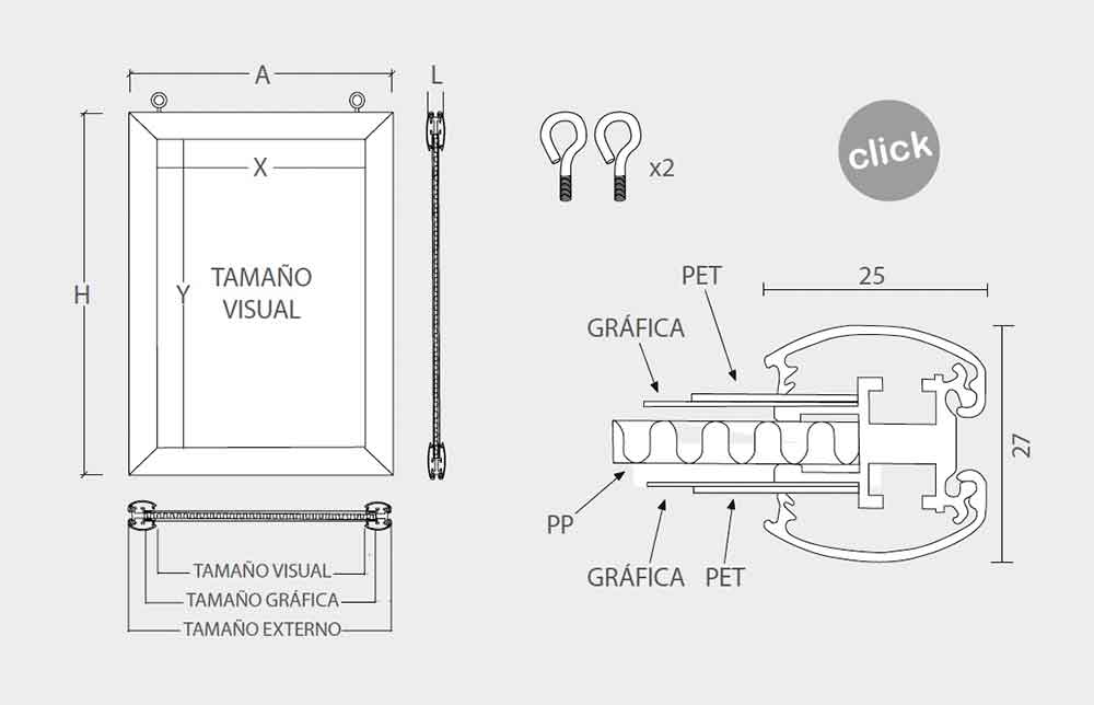 Diagrama Marco 25mm DOBLE CARA