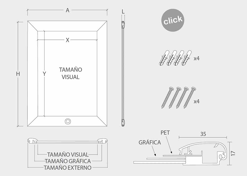 Diagrama Marco IMPERMEABLE con CERRADURA