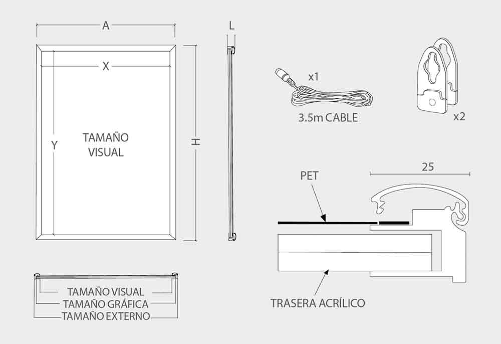 Marco ULTRA FINO con LUZ LED