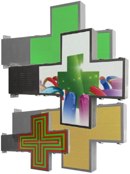 Cruces de farmacia con animación full color RGB