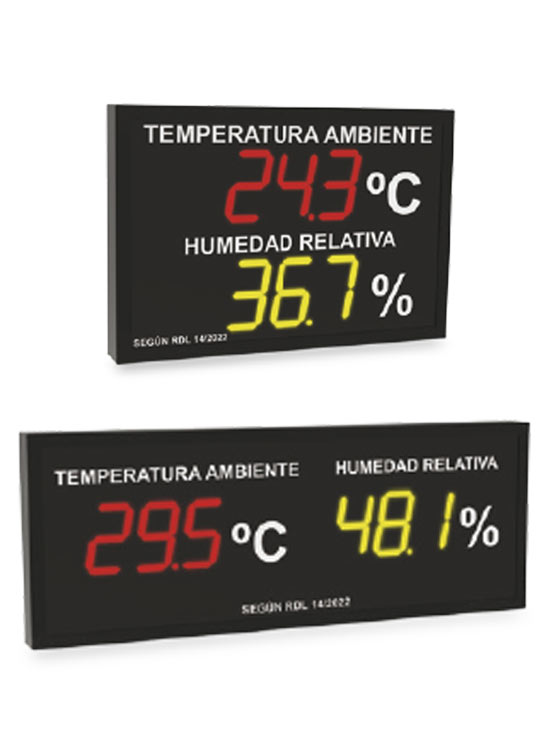 Indicadores temperatura y humedad con dígitos 125 mm, RD 14/2022