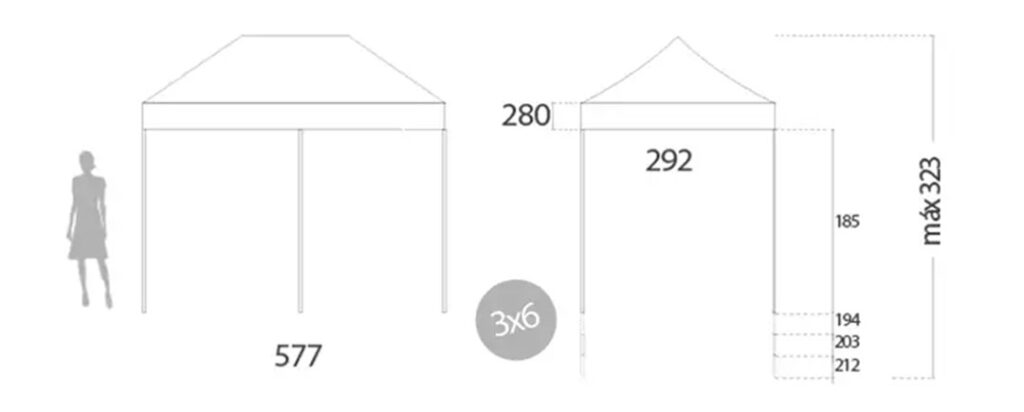 Carpas plegables 3x6 metros en acero, económicas