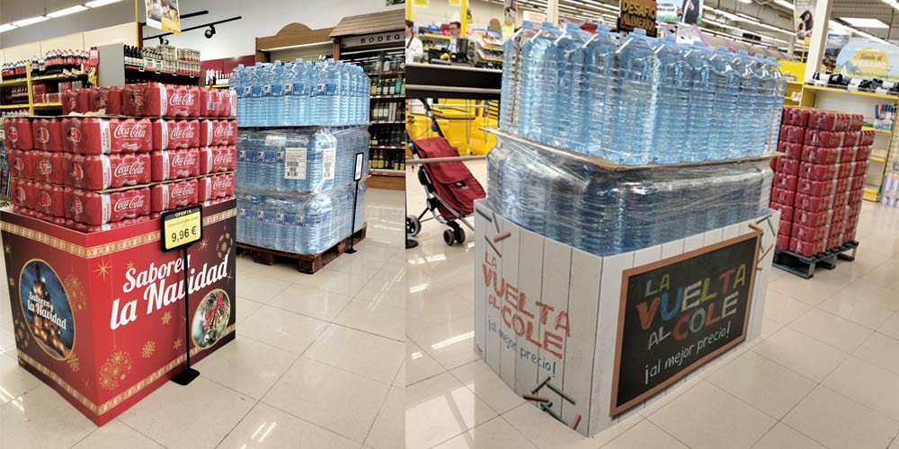 Cubrepalets ejemplos realess en hipermercados