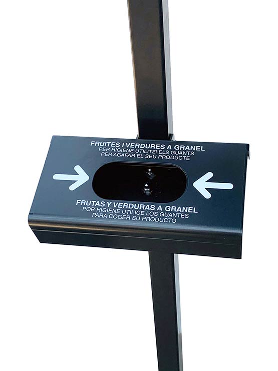 Dispensador de Guantes y Bolsas para Frutería detalle dispensador guantes